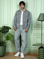 Abstract Jacquard-Denim Jacket