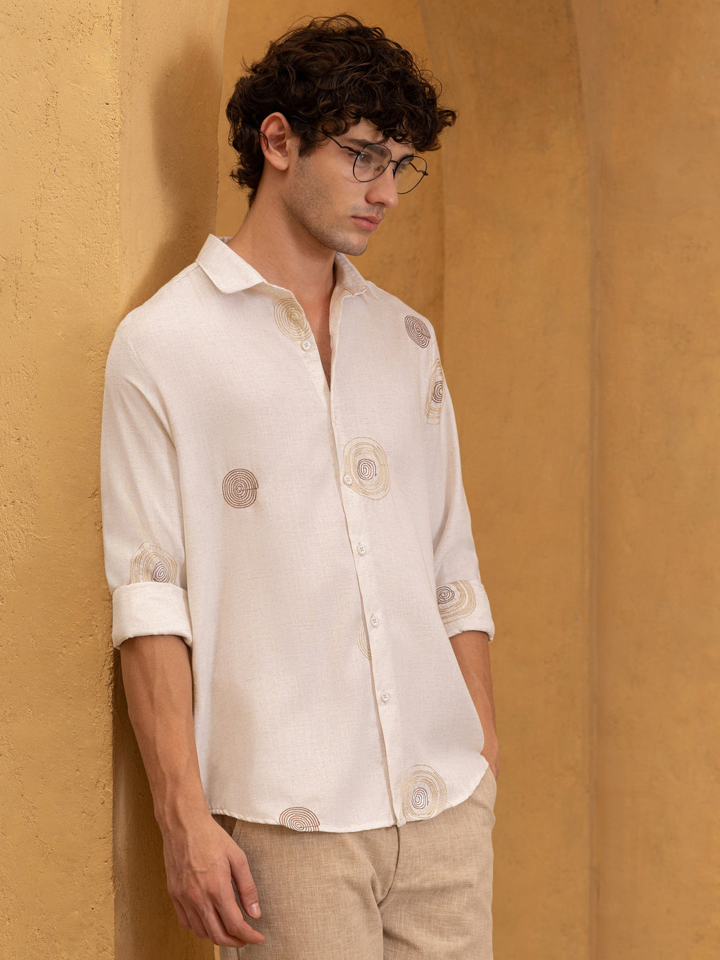 All Over Embroidered Regular Fit Shirt