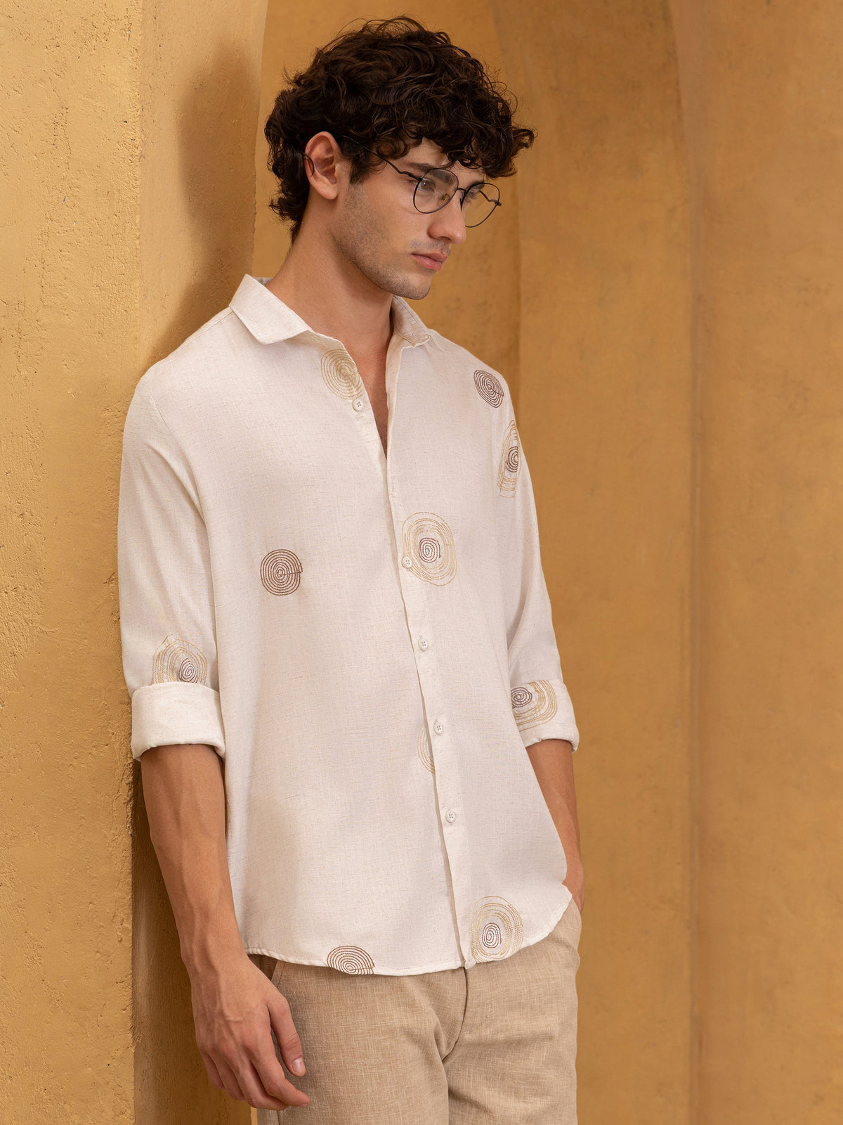 All Over Embroidered Regular Fit Shirt