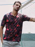 Abstract-Imprint Activewear T-Shirt